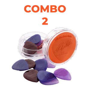 Combo 2 - 20 Palhetas a sua escolha + 1 Porta‑Palhetas – Economia e Variedade *As cores das palhetas podem variar de acordo com a disponibilidade em estoque.