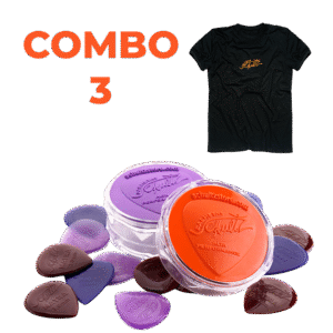 Combo 3 - 40 Palhetas a sua escolha + Camiseta + 2 Porta‑Palhetas + Frete Grátis