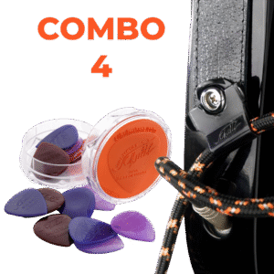 Combo 4 - 20 Palhetas a sua escolha + Par de Travas + Porta‑Palhetas + Frete Grátis