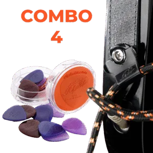 Combo 4 - 20 Palhetas a sua escolha + Par de Travas + Porta‑Palhetas + Frete Grátis *As cores das palhetas podem variar de acordo com a disponibilidade em estoque.