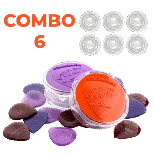 Combo 6 - 30 Palhetas a sua escolha + Kit Top Press + 2 Porta‑Palhetas + Frete Grátis *As cores das palhetas podem variar de acordo com a disponibilidade em estoque.