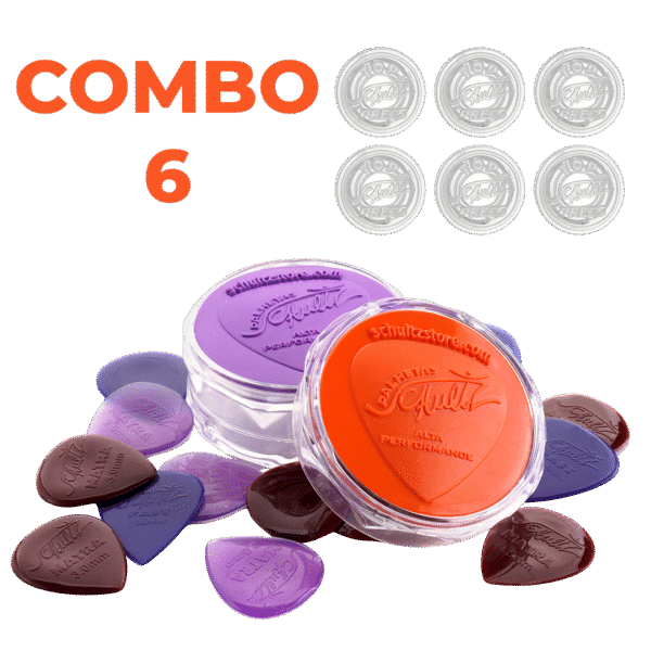 Combo 6 - 30 Palhetas a sua escolha + Kit Top Press + 2 Porta‑Palhetas + Frete Grátis