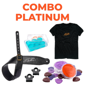 Combo Platinum 40 Palhetas a sua escolha + Correia Couro + Kit Completo + Frete Grátis