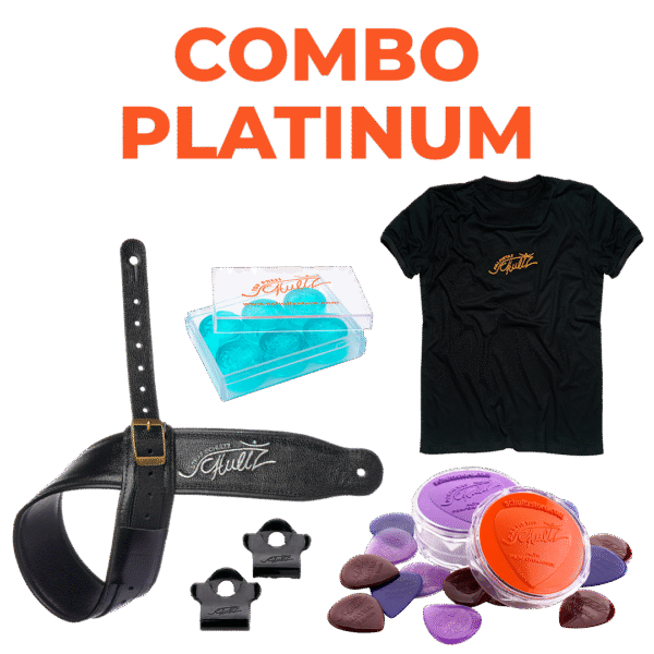 Combo Platinum 40 Palhetas a sua escolha + Correia Couro + Kit Completo + Frete Grátis
